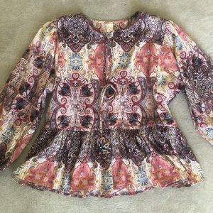 Anthropologie RAGA patterned blouse size medium